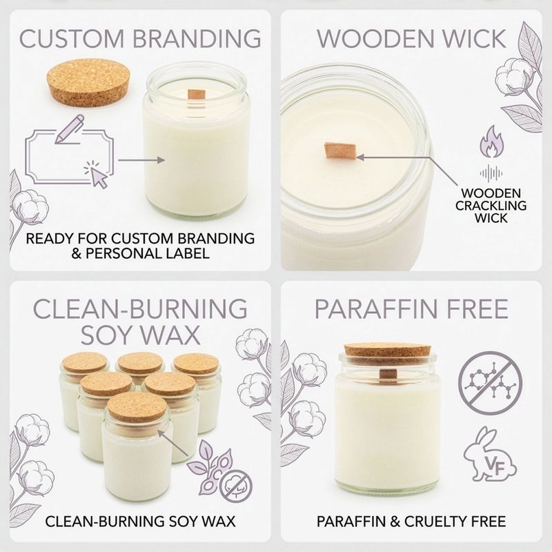 Bougie en Cire de Soja Woodwick – Sans Étiquette : Feuilles et Lin