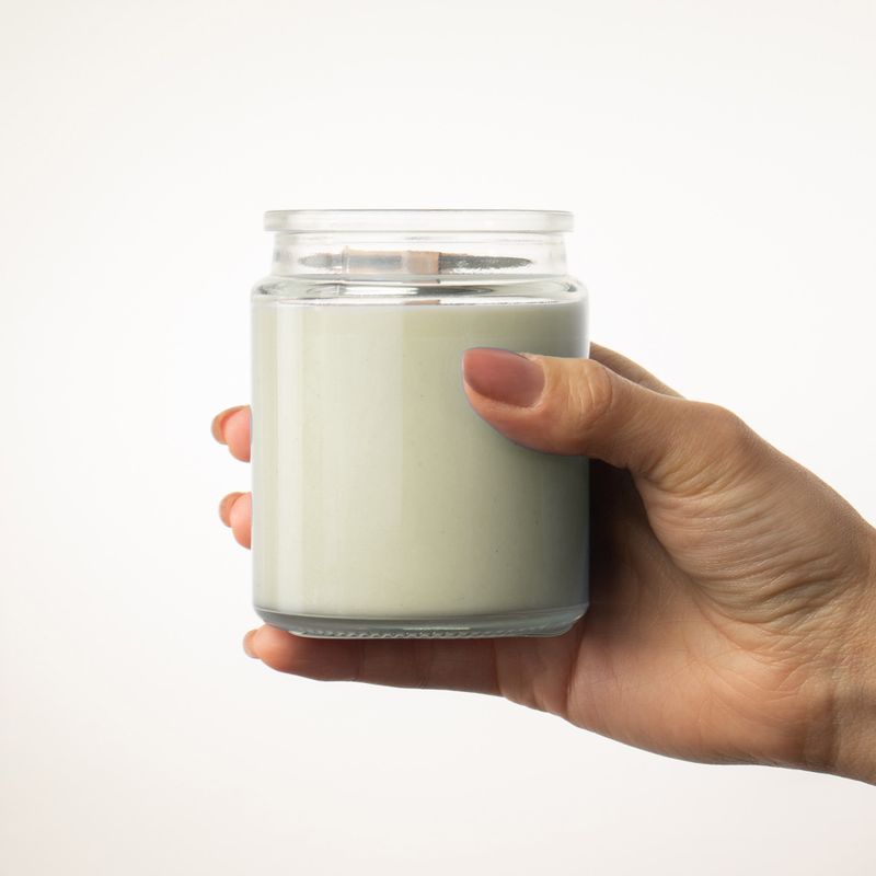 Bougie en Cire de Soja Woodwick – Sans Étiquette : Feuilles et Lin