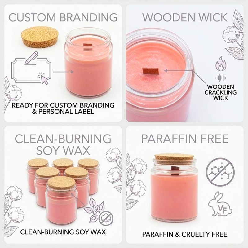 Bougie en Cire de Soja Woodwick – Sans Étiquette : Rose de Minuit