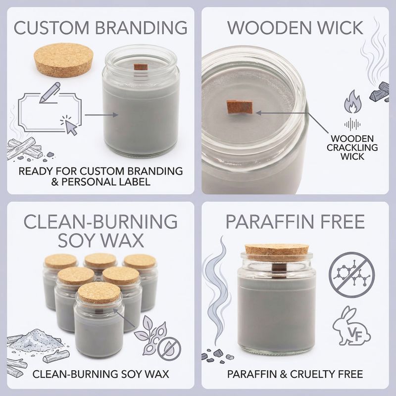 Bougie en Cire de Soja Woodwick – Sans Étiquette : Cendre et fumée de bois