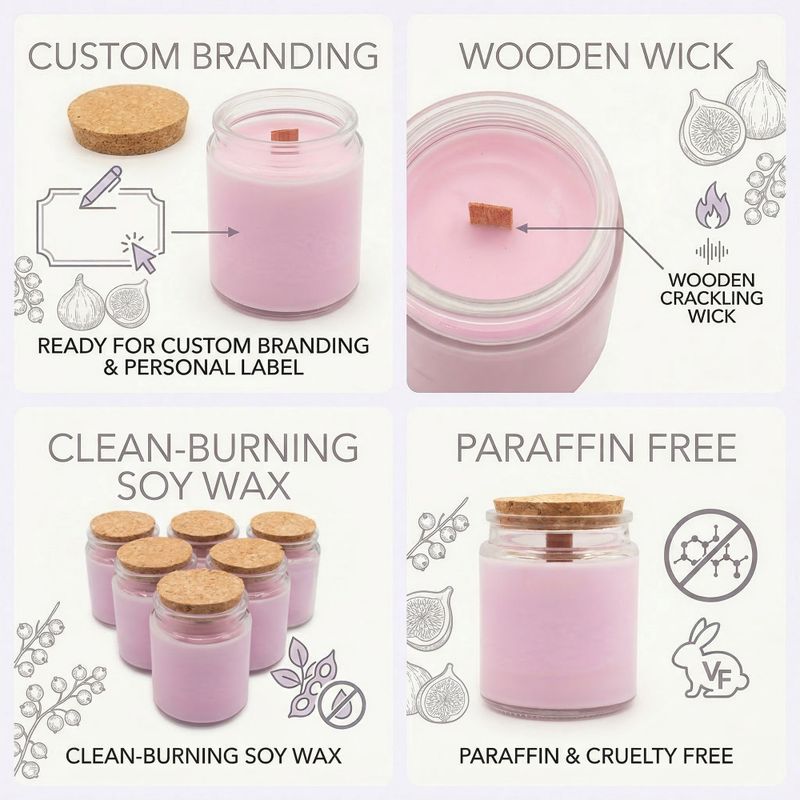 Bougie en Cire de Soja Woodwick – Sans Étiquette : Figue écrasée et cassis
