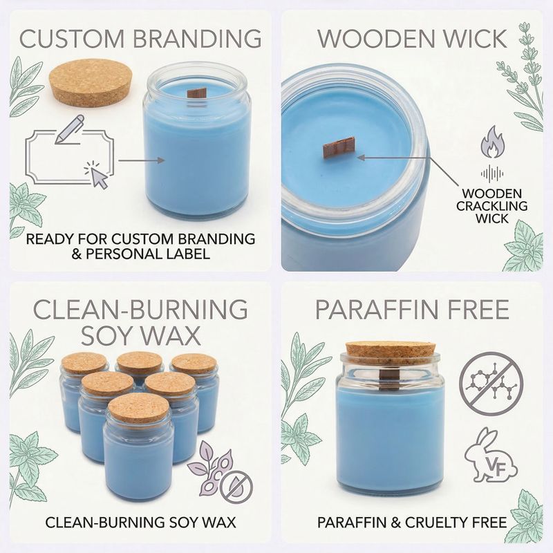 Bougie en Cire de Soja Woodwick – Sans Étiquette : Sauge & Bois de Menthe