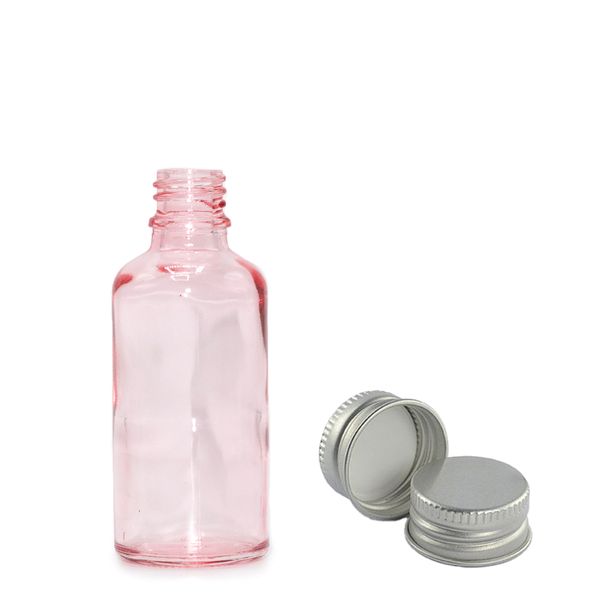 Bouteille Compte-Gouttes en Verre Rose 10ml - Avec Bouchon en Aluinium