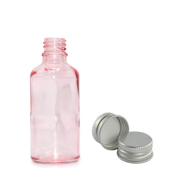 Bouteille Compte-Gouttes en Verre Rose 30ml - Avec Bouchon en Aluinium