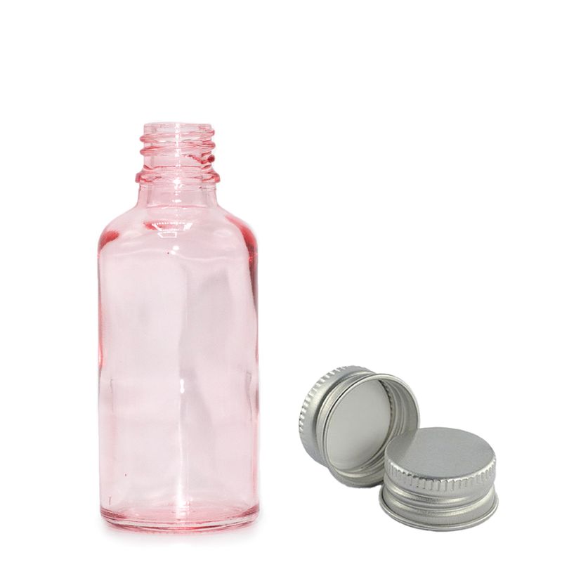 Bouteille Compte-Gouttes en Verre Rose 30ml - Avec Bouchon en Aluinium