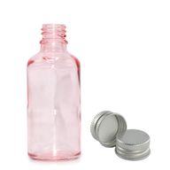 Bouteille Compte-Gouttes en Verre Rose 50ml - Avec Bouchon en Aluinium