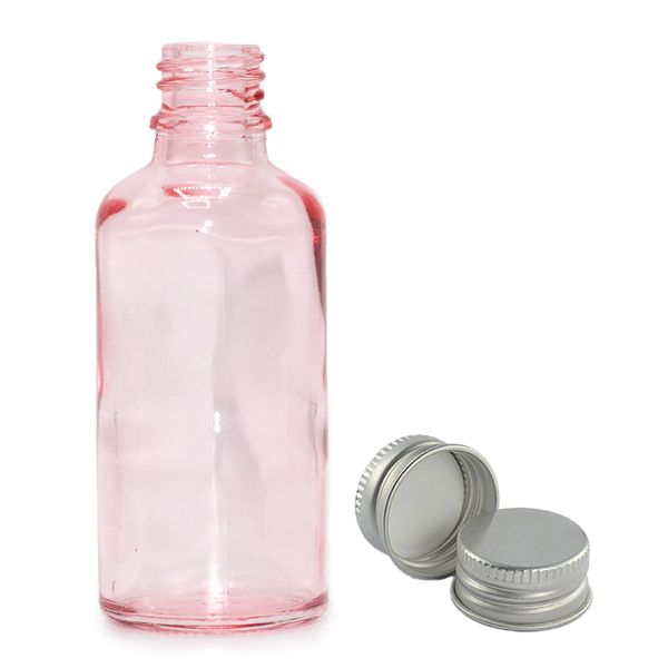 Bouteille Compte-Gouttes en Verre Rose 100ml - Avec Bouchon en Aluinium