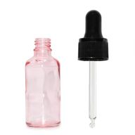 Bouteille Compte-Gouttes en Verre Rose 10ml - Avec Pipette Noire