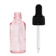 Bouteille Compte-Gouttes en Verre Rose 30ml - Avec Pipette Noire