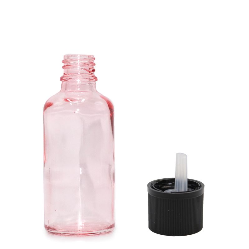 Bouteille Compte-Gouttes en Verre Rose 30ml - Avec Bouchon Compte-Gouettes Sécurité Enfant