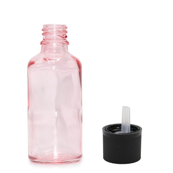 Bouteille Compte-Gouttes en Verre Rose 50ml - Avec Bouchon Compte-Gouettes Sécurité Enfant