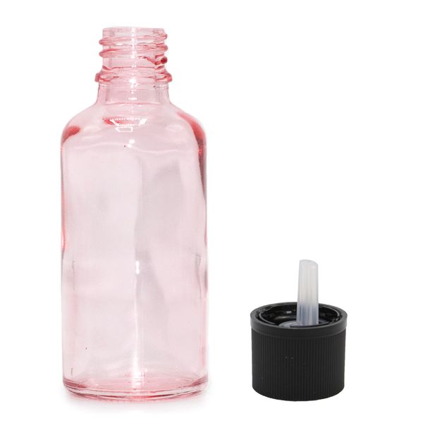 Bouteille Compte-Gouttes en Verre Rose 100ml - Avec Bouchon Compte-Gouettes Sécurité Enfant