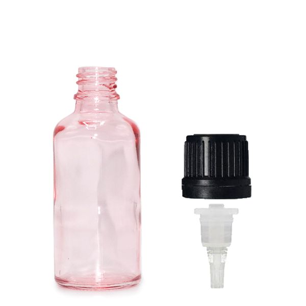 Bouteille Compte-Gouttes en Verre Rose 30ml - Avec Bouchon Compte-Gouttes