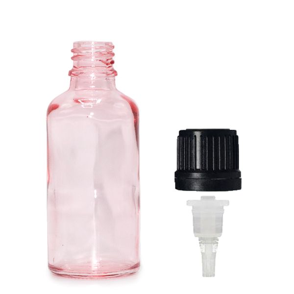 Bouteille Compte-Gouttes en Verre Rose 50ml - Avec Bouchon Compte-Gouttes