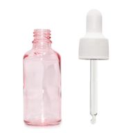 Bouteille Compte-Gouttes en Verre Rose 30ml - Avec Pipette Blanche