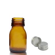Bouteille Médicinale en Verre Ambré de 30 ml avec Bouchon en Aluminium