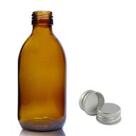 Bouteille Médicinale en Verre Ambré de 250 ml avec Bouchon en Aluminium