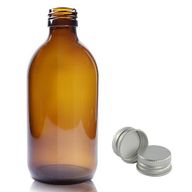 Bouteille Médicinale en Verre Ambré de 300 ml avec Bouchon en Aluminium