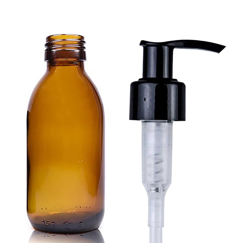 Bouteille Médicinale en Verre Ambré de 150 ml  avec Pompe à Lotion