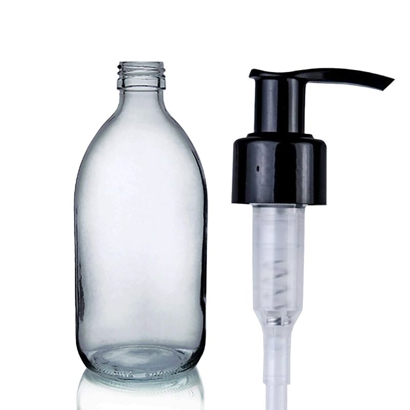 Bouteille Médicinale en Verre Gris Fumé de 250ml avec Pompe à Lotion