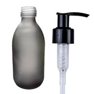 Bouteille Médicinale en Verre Gris Givré de 300 ml avec Pompe à Lotion