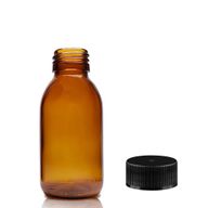 Bouteille Médicinale en Verre Ambré de 100 ml avec Bouchon en Plastique Noir