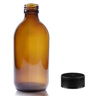 Bouteille Médicinale en Verre Ambré de 300 ml avec Bouchon en Plastique Noir