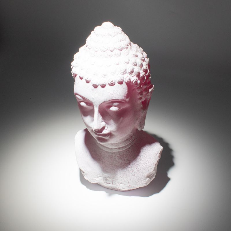 Lampe Buste de Bouddha – Cerise Craquelée – Socle Ovale