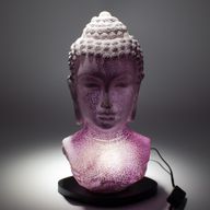 Lampe Buste de Bouddha – Lavande Craquelée – Socle Ovale