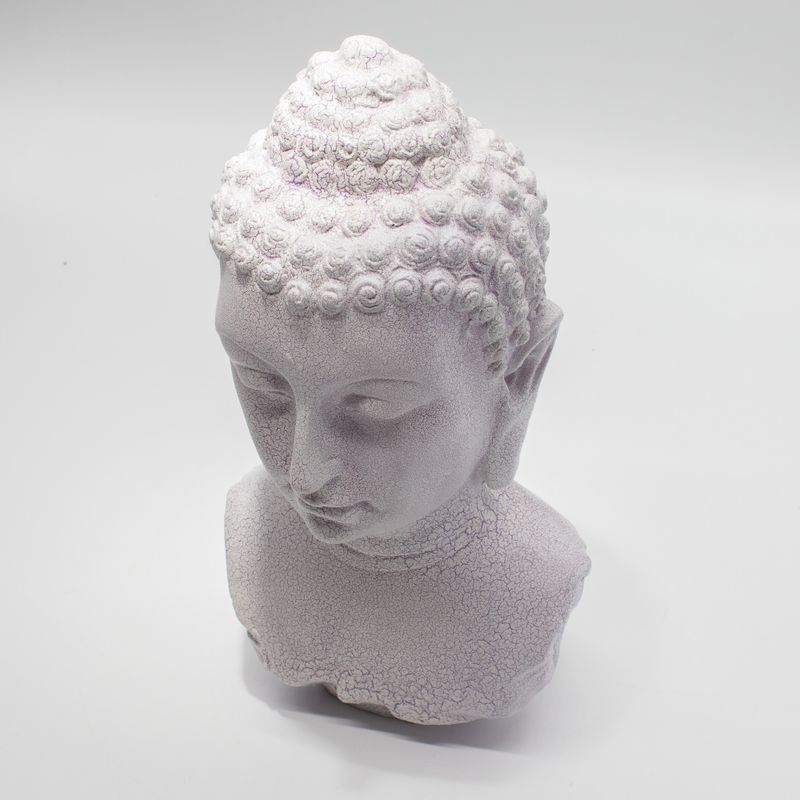 Lampe Buste de Bouddha – Lavande Craquelée – Socle Ovale