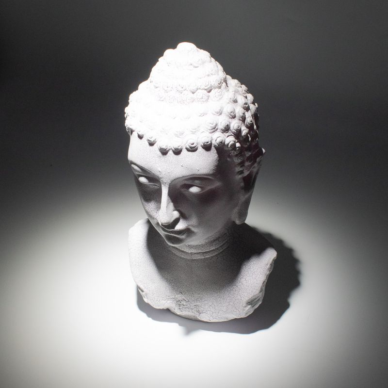 Lampe Buste de Bouddha – Lavande Craquelée – Socle Ovale