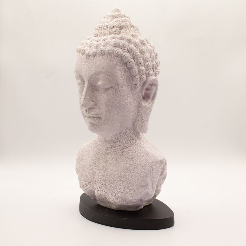 Lampe Buste de Bouddha – Lavande Craquelée – Socle Ovale
