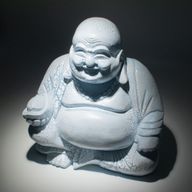 Lampe Bouddha Rieur – Bleu Ciel – Socle Rond