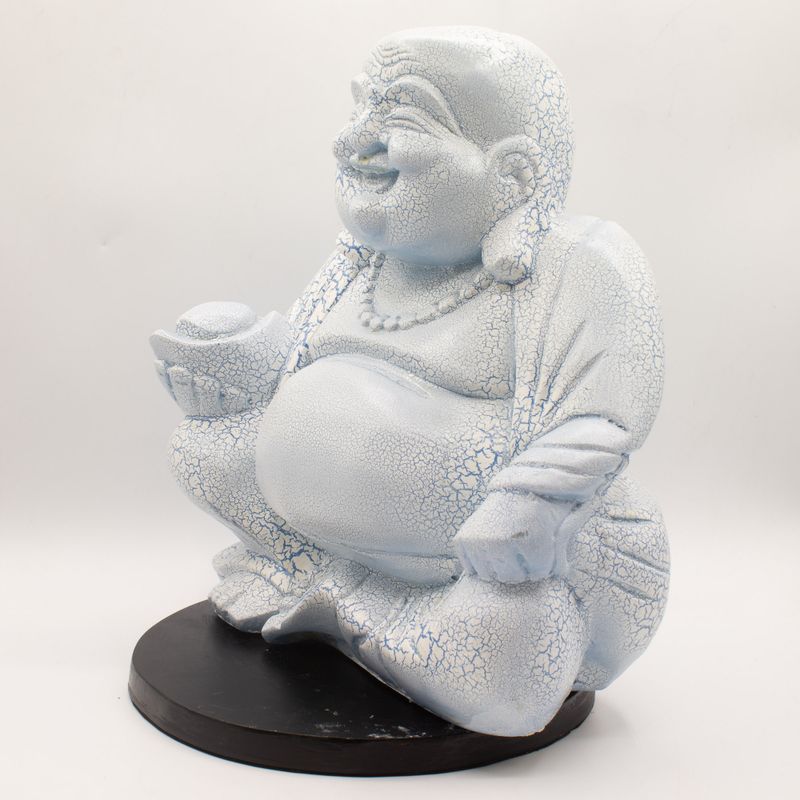 Lampe Bouddha Rieur – Bleu Ciel – Socle Rond