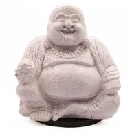 Lampe Bouddha Rieur – Lavande Craquelée – Socle Rond