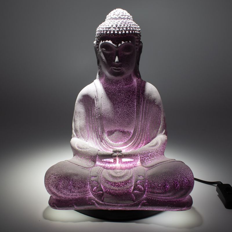 Lampe Bouddha de Méditation Lavande Craquelé - Support Ovale
