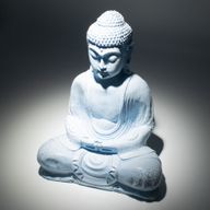 Lampe Bouddha Méditation – Bleu Ciel – Socle Ovale