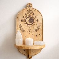 Étagère Murale à Arche Sculptée avec Phase Lunaire et Arbre
