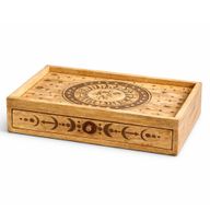 Boîte de Tarot Gravée Soleil et Lune avec Tiroir
