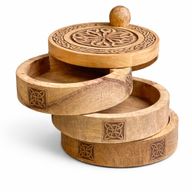 Boîte Tournante à Trois étages gravée d'un Motif Celtique