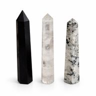 Pointes Obélisques à Six Faces en Pierre Naturelle environ 17 cm - Tourmaline noire