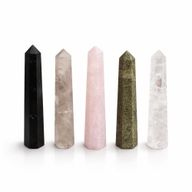 Pointes Obélisques à Six Faces en Pierre Naturelle environ 11 cm - Quartz rose