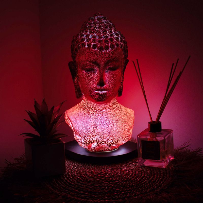 Lampe Buste de Bouddha – Lave Fusionnée – Socle Ovale