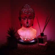 Lampe Buste de Bouddha – Lave Fusionnée – Socle Ovale