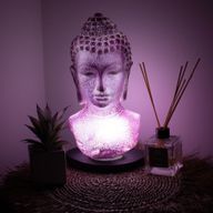 Lampe Buste de Bouddha – Lavande Craquelée – Socle Ovale