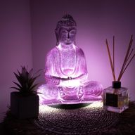 Lampe Bouddha de Méditation Lavande Craquelé - Support Ovale