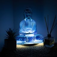 Lampe Bouddha Méditation – Bleu Ciel – Socle Ovale
