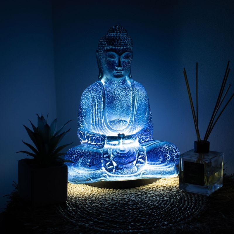 Lampe Bouddha Méditation – Bleu Ciel – Socle Ovale