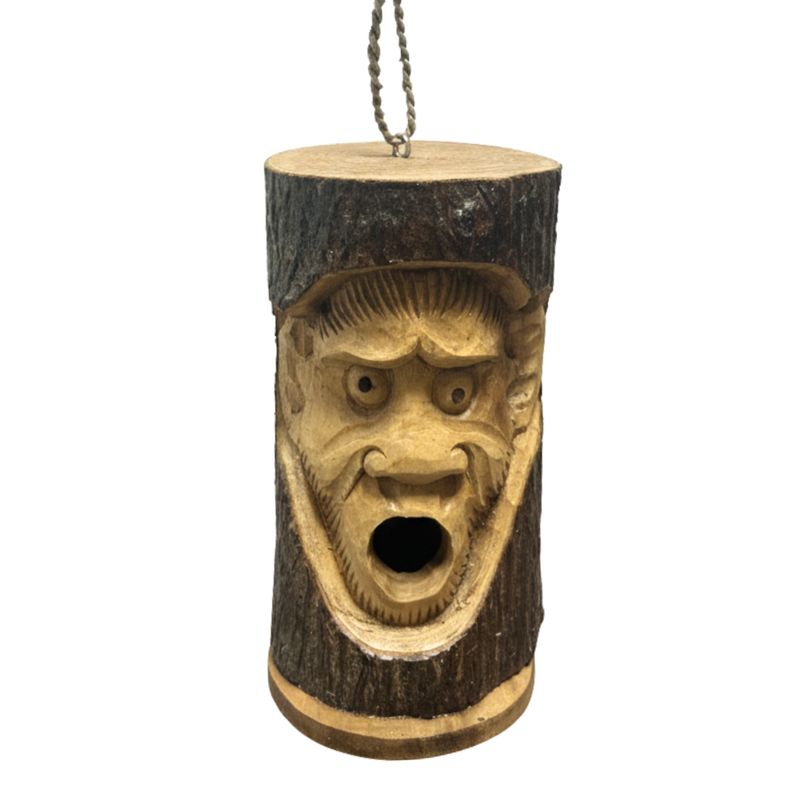 Tronc Arbre Visage - Maison Oiseaux - Singe Furieux