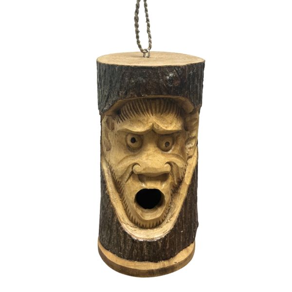 Tronc Arbre Visage - Maison Oiseaux - Singe Furieux